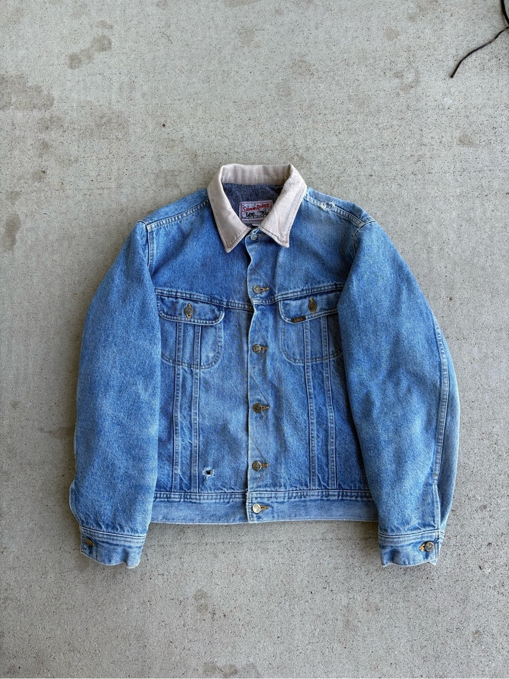 Vintage 80s/90s Lee Storm Rider Blanket Lined Denim Jacket Sz 44